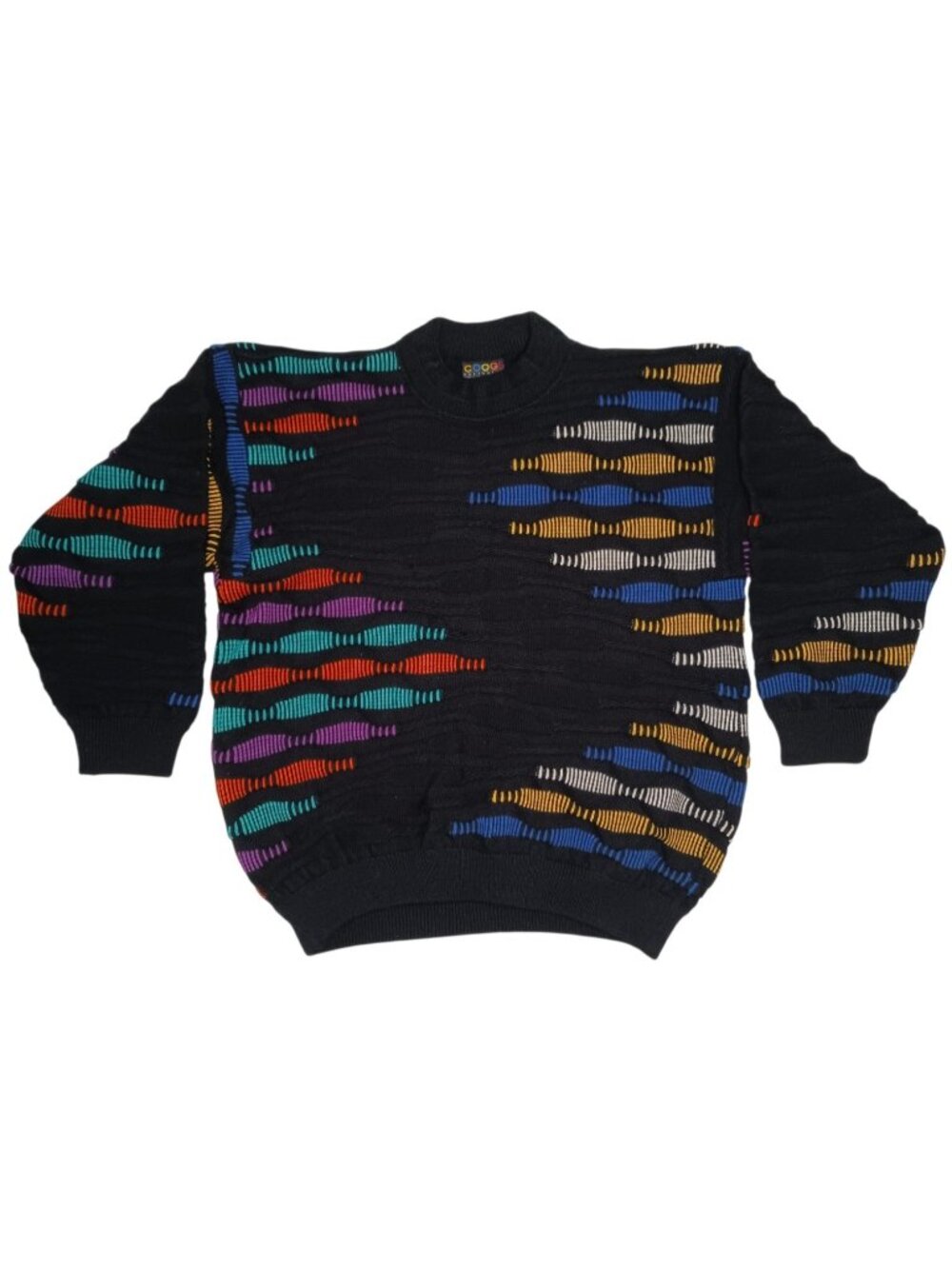 Vintage COOGI Australia Sweater Mens Large Black 3D Knit 100% Pure Wool Biggie